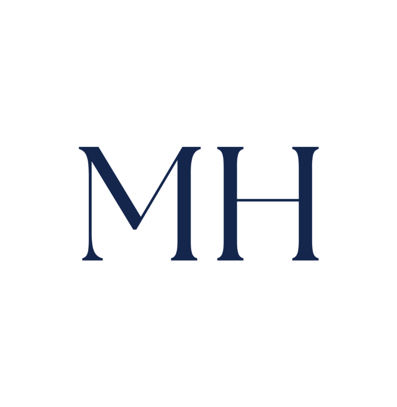 Monogramme MH Partners, version principale marine sur fond blanc